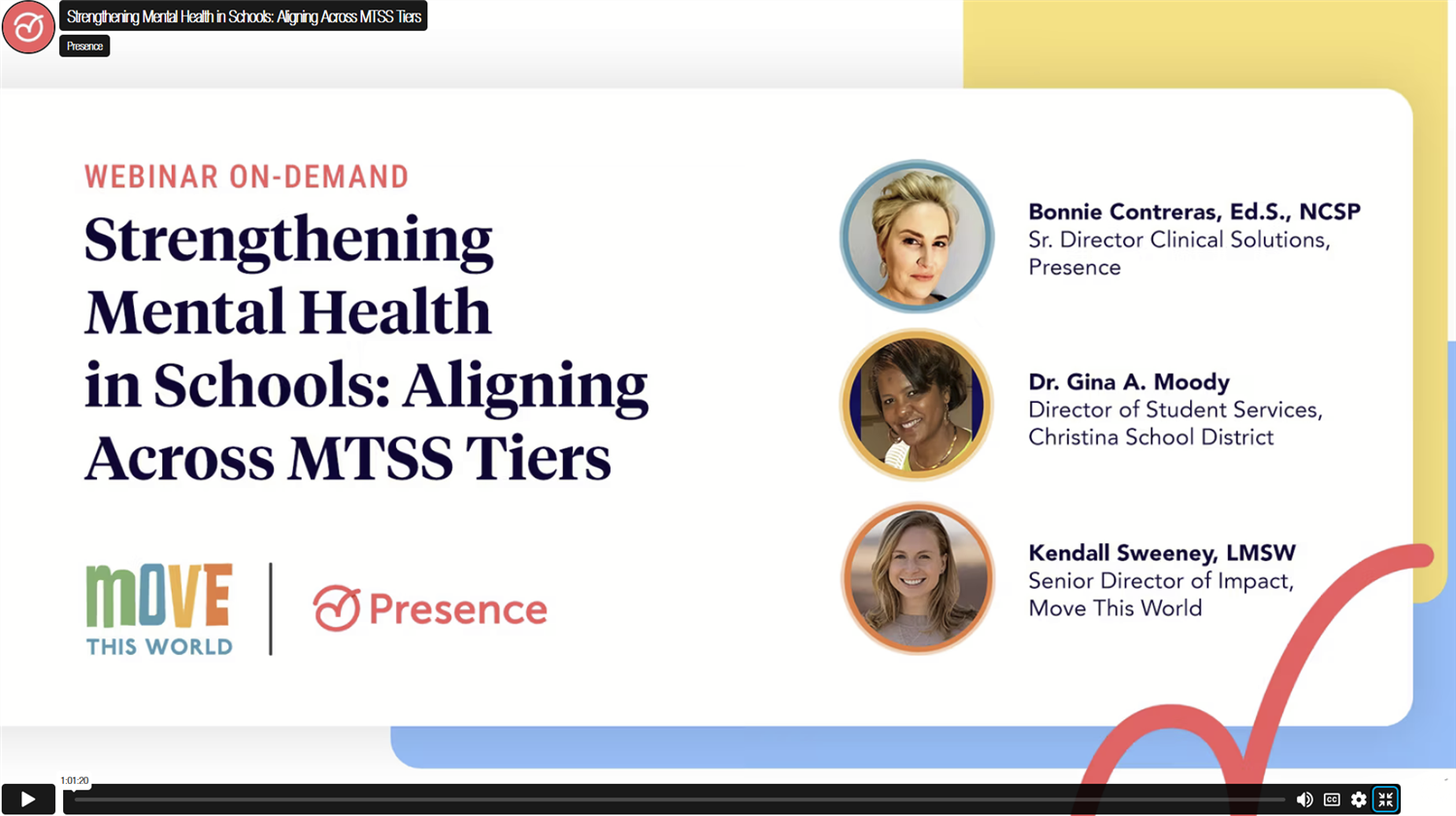 Banner Webinar On-Demand Strengthening Mental Health in Schools: Aligning Across MTSS Tiers featuring Dr. Gina A. Moody